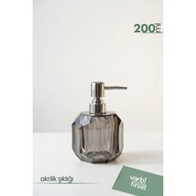 VarBiFırsat Akrilik Altıgen Sıvı Sabunluk 200 ml | Modern Dekoratif Tasarım | Füme