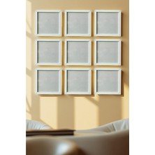 Aley Life Yapışkanlı Beyaz Sök Tak 21 X21 cm Paspartulu Klasik Kare Çerçeve Set - 9'lu Paket