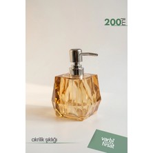 VarBiFırsat Akrilik Elmas Kesim Sıvı Sabunluk 200 ml | Modern Dekoratif Tasarım | Amber