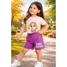 Almira Anne Bebek Bebek Kız Çocuk Yazlık Takım Paw Patrol Baskılı Kısa Kollu ve Şort