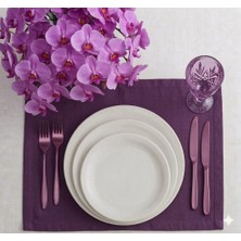 Hobizer Tekstil Kadife Dokulu Amerikan Servis 6 Peçete Supla 40X40 cm