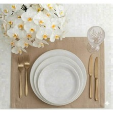 Hobizer Tekstil Kadife Dokulu Amerikan Servis 6 Peçete Supla 40X40 cm