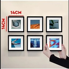 Aley Life Yapışkanlı Siyah Sök Tak 14X14 cm Paspartulu Klasik Kare Çerçeve Set - 3lü Set