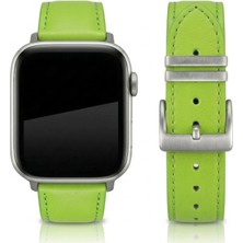 APPLE WATCH Uyumlu Gerçek Deri Kordon S10-46mm & Seri 2/3/4/5/6/se/7/8/ultra (42/44/45/49)mm - Yeşil  - EL YAPIMI - YERLİ ÜRETİM - Goldoni