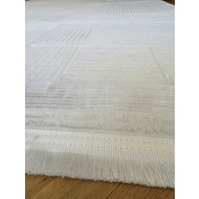 Elvey Home Bambu Krem Açık Gri Gerçek Bambu Kadife Ince Sık Dokuma Özel Ölçü Salon Koridor Oturma Odası Halısı