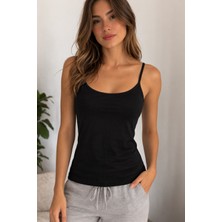 Berrak Ribana Biyeli Kadın Atlet Siyah 6'lı Paket