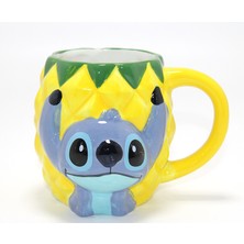 Hediye Bahçesi Disney Stitch Ananas Tasarımlı Kabartmalı Kupa Bardak