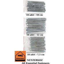Netzerkoz 30 Adet 3 Çeşit Beton Vidası-Buldex Vida(7,5x8 - 7,5X10 - 7,5X12CM)-DIREKT Betonda Tutunur