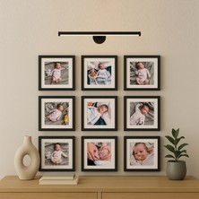 Aley Life Yapışkanlı Siyah Sök Tak 21 X21 cm Paspartulu Klasik Kare Çerçeve Set - 9'lu Paket