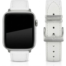 APPLE WATCH Uyumlu Gerçek Deri Kordon S10-46mm & Seri 2/3/4/5/6/se/7/8/ultra (42/44/45/49)mm - Beyaz - EL YAPIMI - YERLİ ÜRETİM - Goldoni