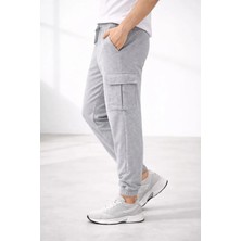 Buğrahayalin Erkek Jogger Eşofman Altı Regular Fit , Kargo Cepli, Lastikli Paça, Günlük Spor Pantolon - Gri