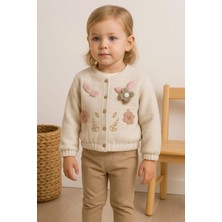 Almira Anne Bebek Kız Bebek Çiçek ve Yaprak Desenli Simli Ceketli 3lü Takım