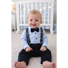 Erkek Bebek Papyonlu Askılı Gömlek Takımı – Şık Özel Gün Bebek Kombini