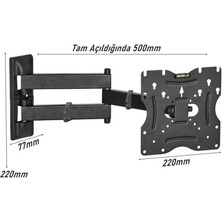  hareketli metal tv askı aparatı, 22 ınç ve 49 ınç arası ekranlara uyumlu, tüm markalar ile uyumlu, televizyon duvar asma aparatı, yüksek kalite metal kalınlığı, akropat hareketli (50-cm)