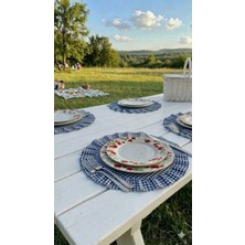 Hobizer Tekstil Fırfırlı Piti Kareli Supla Amerikan Servisi Yuvarlak 6'lı 40X40 cm