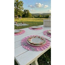 Hobizer Tekstil Fırfırlı Piti Kareli Supla Amerikan Servisi Yuvarlak 6'lı 40X40 cm