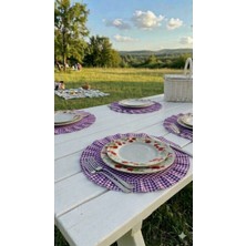 Hobizer Tekstil Fırfırlı Piti Kareli Supla Amerikan Servisi Yuvarlak 6'lı 40X40 cm