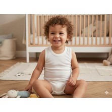 Almira Anne Bebek Unisex Jakarlı Kalın Askılı Çıtçıtlı Bady