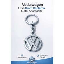 SAVEK Yüksek Kaliteli Volkswagen Logolu Lüks Krom Kaplama 9.5x3.5 cm Şık Hediyelik Araç Anahtarlığı