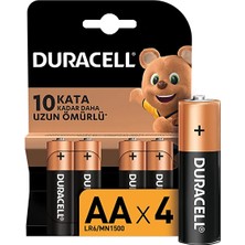 Duracell 4'lü Kalem Pil AA Uzun Ömürlü Türkiye Menşeli Çok Amaçlı Kullanım