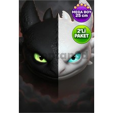 (2'li Paket) (Mega Boy) Ejderhanı Nasıl Eğitirsin? Gecenin Öfkesi & Işığın Öfkesi - 25CM