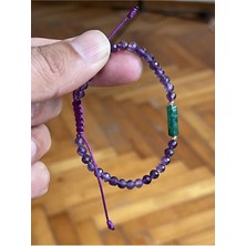 Rupen Kraft 14 Ayar Dorika Toplu Yeşim Taşı ve Kristal Kesim Ametist Taşlı Doğal Taşlı Altın Bileklik