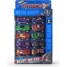 Megola Store 10’lu Metal Oyuncak Araba Seti Süper Kahraman Serisi – Die Cast Mini Arabalar
