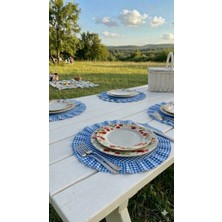 Hobizer Tekstil Fırfırlı Piti Kareli Supla Amerikan Servisi Yuvarlak 6'lı 40X40 cm