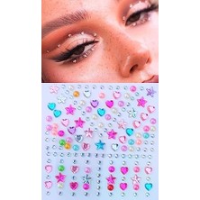 Skygo Taş Yapışkanlı Saç, Yüz, Tırnak, Makyaj ve Süs Taşı Işıltılı Parlak (Renkli Inci, Yıldız, Kalpli Model)