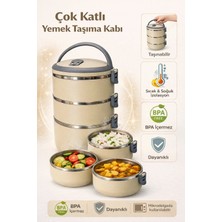 Feyza Design 3 Katlı Sızdırmaz Yemek Termosu, Mikrodalga Uyumlu, Sefer Tası