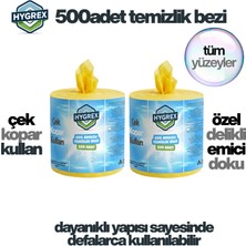 Hygrex Çok Amaçlı Temizlik Havlusu 500 Adet Sarı Bez Kullan At Toz Bezi Suya Dayanıklı Ultra Güçlü