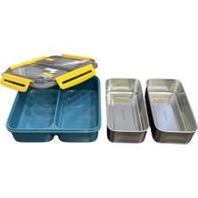 Feyza Design Çift Bölmeli Paslanmaz Çelik Yemek Kabı, 1100 Ml, Sağlıklı ve Şık Tasarım