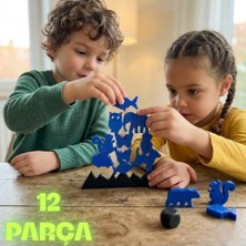 Arcanium Montessori Hayvan Figürlü Denge Oyunu - Eğitici Zeka Geliştirici Tetris Blokları (12 Parça)