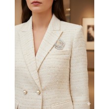 Çelik Kadın Zirkon Taşlı Çelenk  Broş