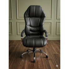 Trendcore Premium Makam Koltuğu, Yüksek Sırtlı Deri Ofis Koltuğu,  Yönetici Koltuğu, Metal Ayaklı Ofis Koltuğu