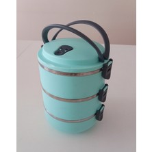 Feyza Design 3 Katlı Sızdırmaz Yemek Termosu Sefer Tası 1,8l Turkuaz