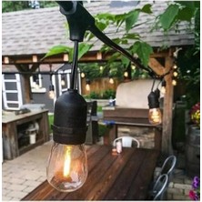 Skygo Bahçe Aydınlatma Armatürü, E27 Duy, 20 Ampul Kapasiteli, 10 Metre, Siyah Bahçe Organizasyon Işığı Eklenip Uzatılabilir Sarmaşık Dış Mekan Aydınlatma