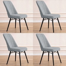 Yonga Concept Karegold Mutfak Sandalyesi 4 Adet (Siyah Metal Ayaklı)