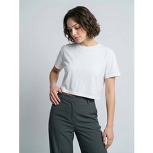 Broco Basic Arka Dikişli Crop T-Shirt