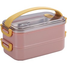 Feyza Design Çift Katlı 1400ML Metal Lunchbox, Pratik ve Şık Yemek Kutusu