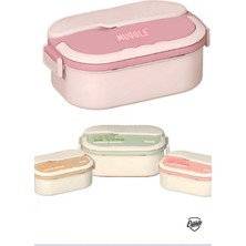 Feyza Design Vakumlu Kapaklı Çelik Beslenme Kabı ve Çatal Kaşık Seti