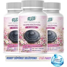 Flex Robot Süpürge Yüzey Temizleme Solüsyonu 500 ml x3 Adet | Moplu Robotlar ile Uyumlu | Düşük Köpük | İz Yapmaz - Kar Çiçeği Parfümlü -