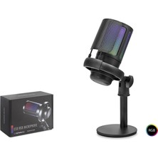 Shopwave Profesyonel Gaming Rgb Mikrofon 192 Khz / 24 Bit Kondenser Kayıt Seti Type-C - Siyah ME6SB