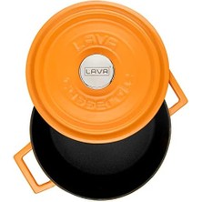 Skygo Metal Spring Serisi - Döküm Tencere, Yuvarlak, 24 Cm, Mat, Parlak Siyah Taban, Turuncu