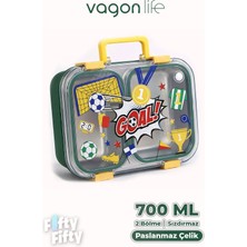 Feyza Design 700 ml Iki Bölmeli Paslanmaz Çelik Sefer Tası ve Metal Kaşık Hediyeli