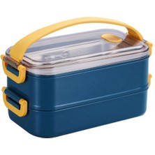 Feyza Design 304 Çelik Mavi 1600 ml Iki Katlı Yemek Saklama Kabı