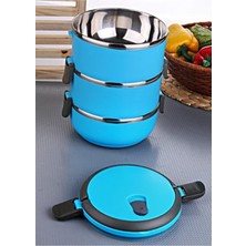 Feyza Design 3 Katlı Mavi Sızdırmaz Yemek Termosu 2,25 Litre Sefer Tası