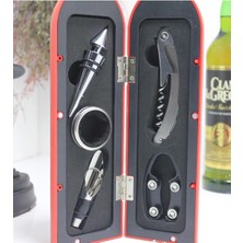 Feyza Design Şarap Açma Seti, Kırmızı Şişe Tasarımı, Kolay Kullanım, Şık Tasarım