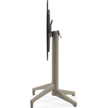 Tilia Moon-C Polipropilen Katlanır Masa Vizon Ayak, Terrazzo Desen Kompakt Tabla Ø60 cm - Bahçe, Balkon, Restoran, Dış Mekan