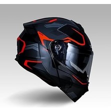 Starseven Yohe 935SV Kask Çene Açılır Motosiklet Parlak Turuncu Çift Vizör Uv Bluetooth Yuvalı Ece 22.06 Mips